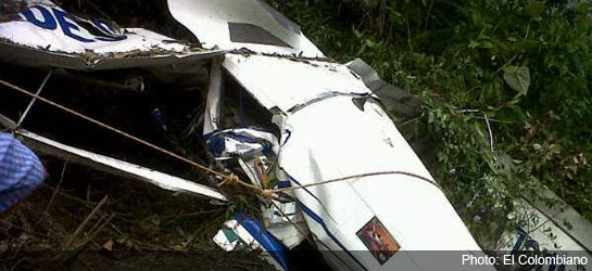 Small plane crash in central Colombia