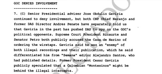 Colombia news - WikiLeaks